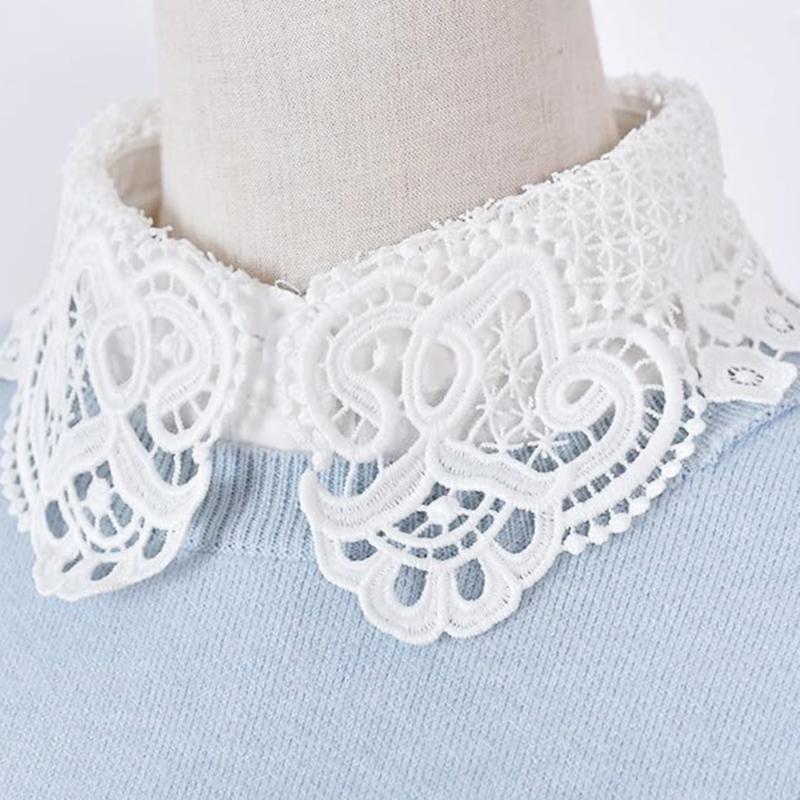 Elegant Detachable Lace Collar For Women Soft Mesh Fabric Easy To Wear Perfect For Office And Party Outfits