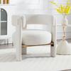 Wahson Comfortable Living Room Armchair Armchair with Padded Seat, Armchair with Wooden Leg for Bedroom, Faux Fur, White