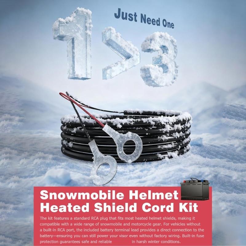 Heated Helmet Visors Cable Kit With Builtin Fuses And Direct Battery Connection For Snowmobiles Helmet