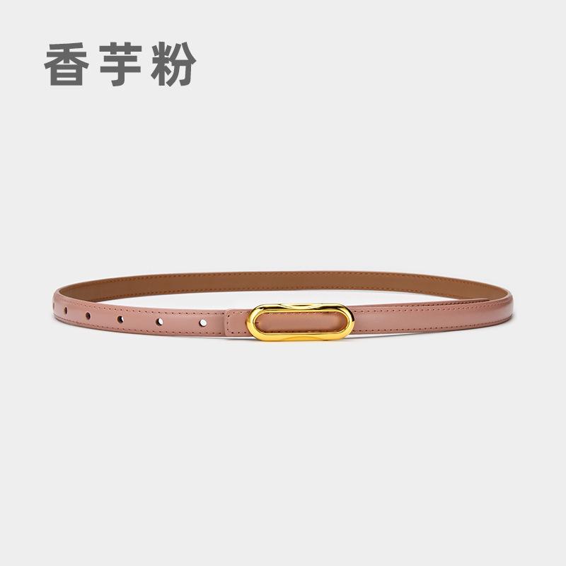 Four Seasons Available New Women'S Small Belt Multi Color Versatile Thin Belt Paired With Jeans Belt, Leather Second Layer Cowhide Belt