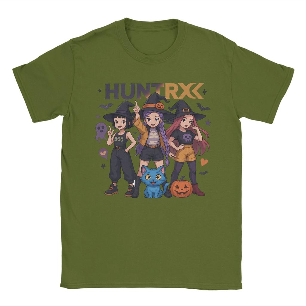 Gruseliger Hunterx Halloween Kpop Dämonenjäger Huntrix Mädchen und Tiger T-Shirt für Männer Baumwolle Humorvolles T-Shirt Rundhals T-Shirt