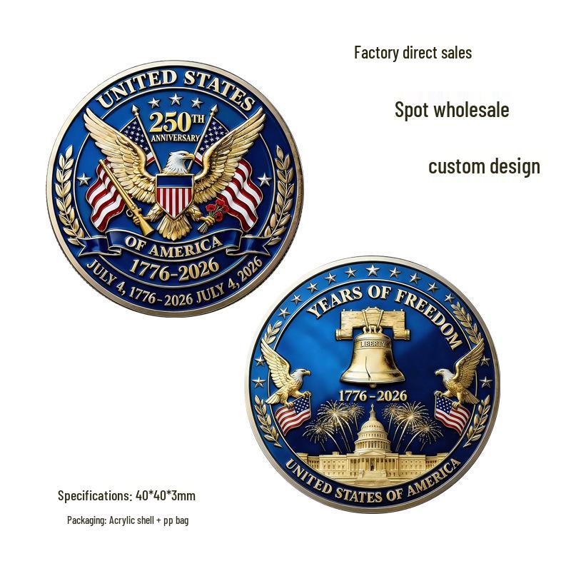 250th Anniversary US Independence 3D Commemorative Coin: Flying Eagle Design 40*40*3mm
