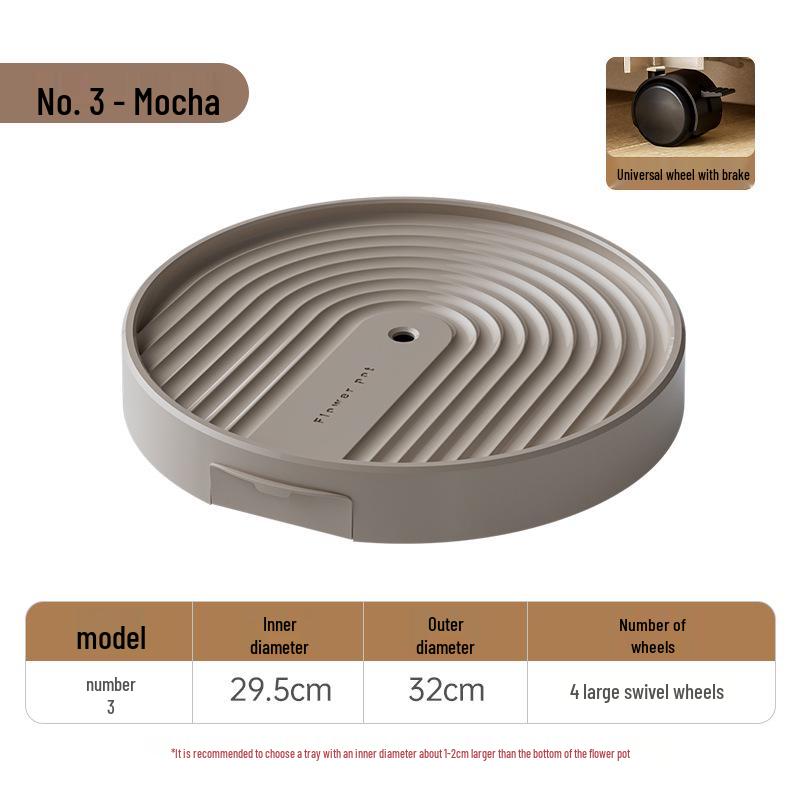 Large Movable Flower Pot Tray with Universal Wheels & Water Collection, Thick Plastic