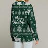 Women's Fashion Long Sleeve Christmas Print V-Neck Button Loose Cardigan Top