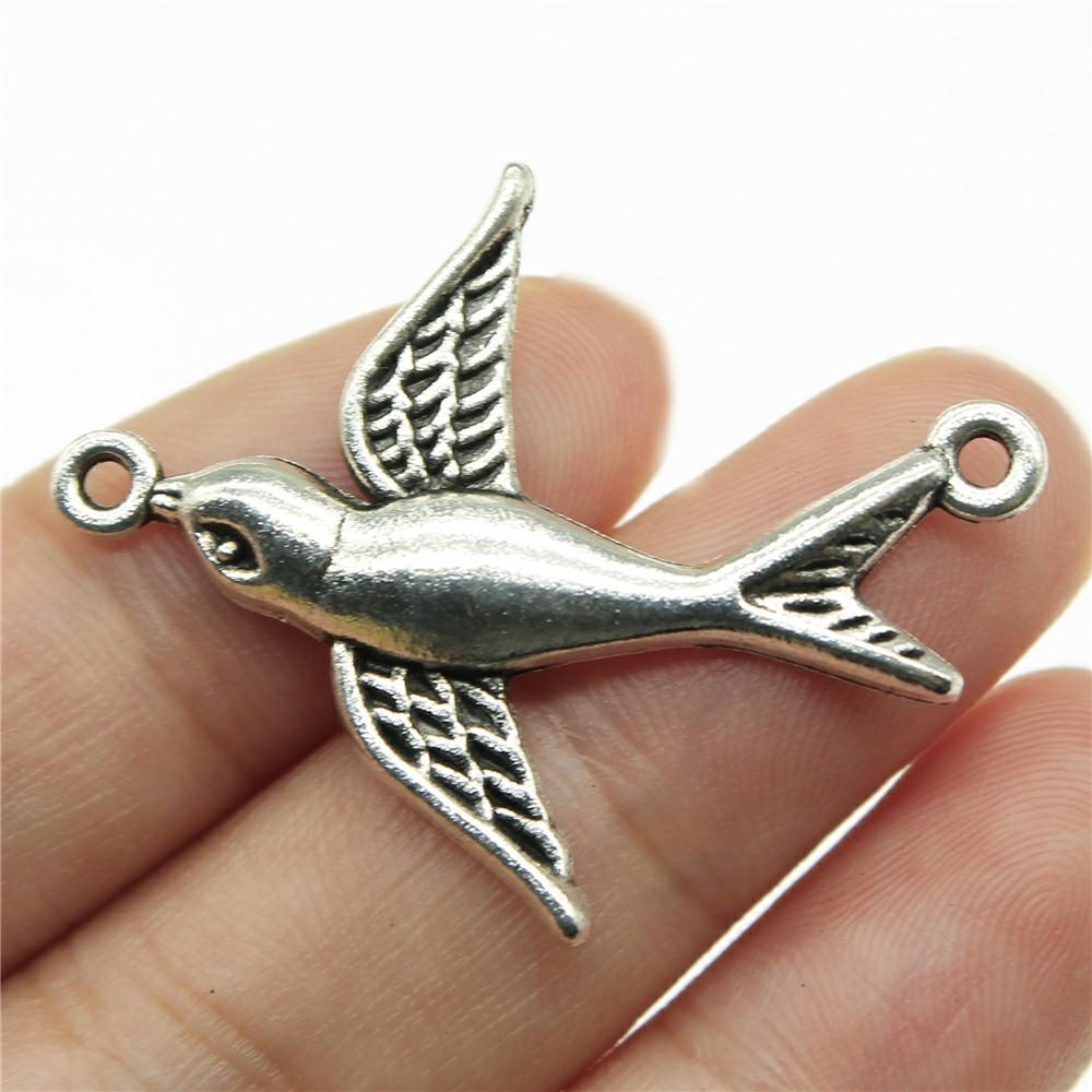 10pcs Bird Charms Antique Silver Color Bird Charms Pendants For Bracelets Flying Bird Charms Making Jewelry