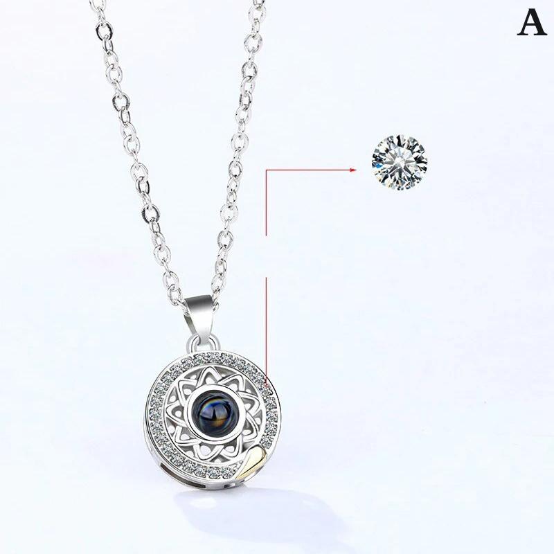 Náhrdelník s projekcí Slunce a Měsíce Miluji tě ve 100 jazycích Magnetický náhrdelník ve tvaru srdce, výřez pro pár, dárek