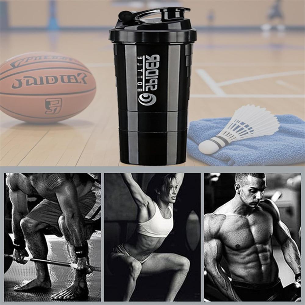 1 Stück Protein Shaker Flasche Tragbar 16oz Pulver Shake Becher 3 Schichten Shaker Protein Flasche Geeignet Für Sport Fitnessstudio Fitness Outdoor