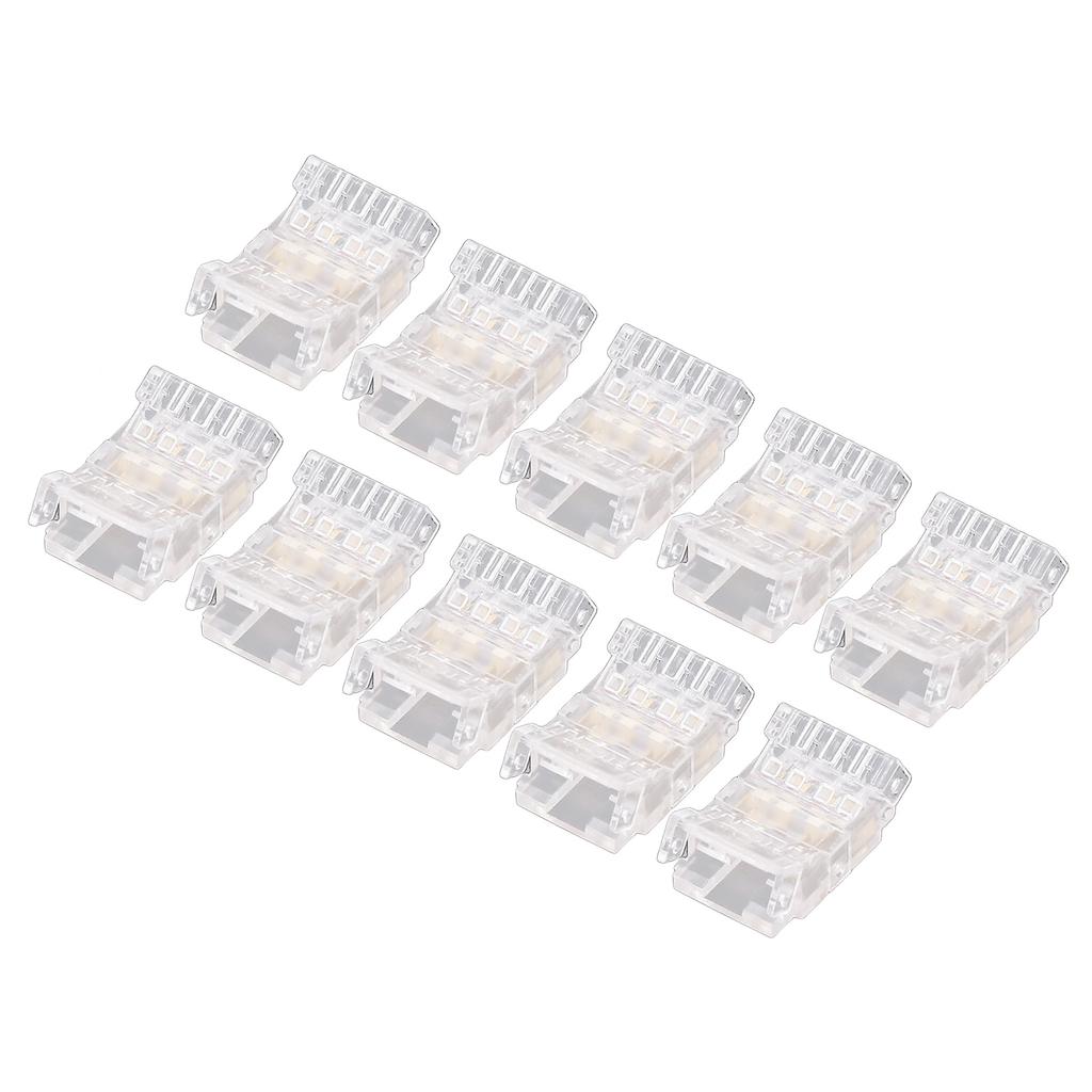 10Pcs COB LED Strip To Wire Connector 4Pin 10mm Transparent Solderless LED Adapter Connectors for Home School Office
