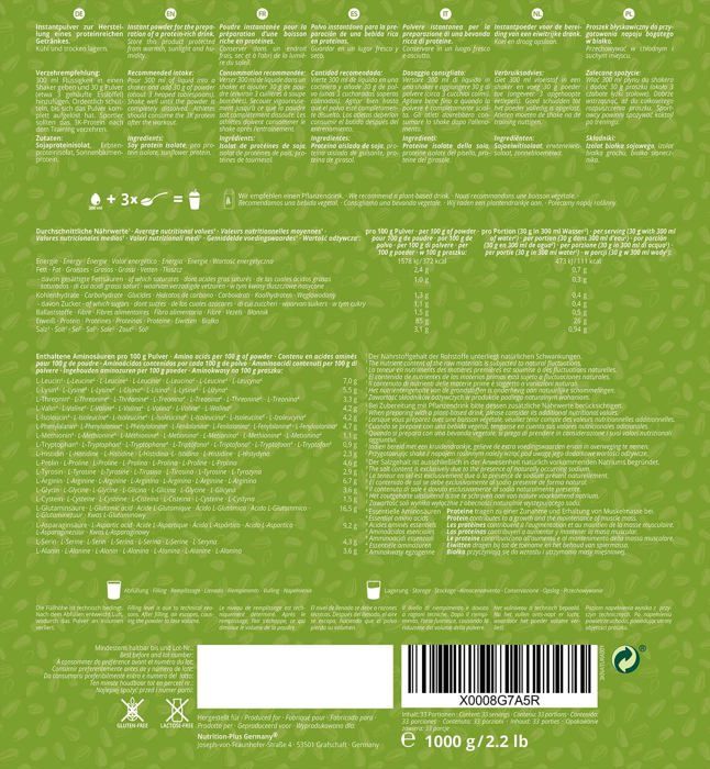 Nutri+ shape & shake 3k protein - poudre de protéines végétaliennes - neutre - proteines - 1000g