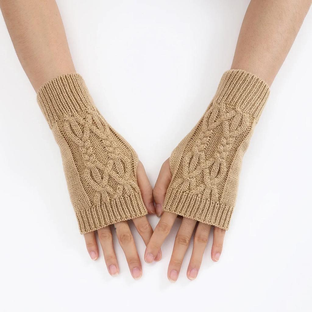 Winter Half Finger Gloves Knitted Fingerless Mittens Warm Cuff With Thumb Hole Stretchy Short Hand Warmer For Men Women Amagi