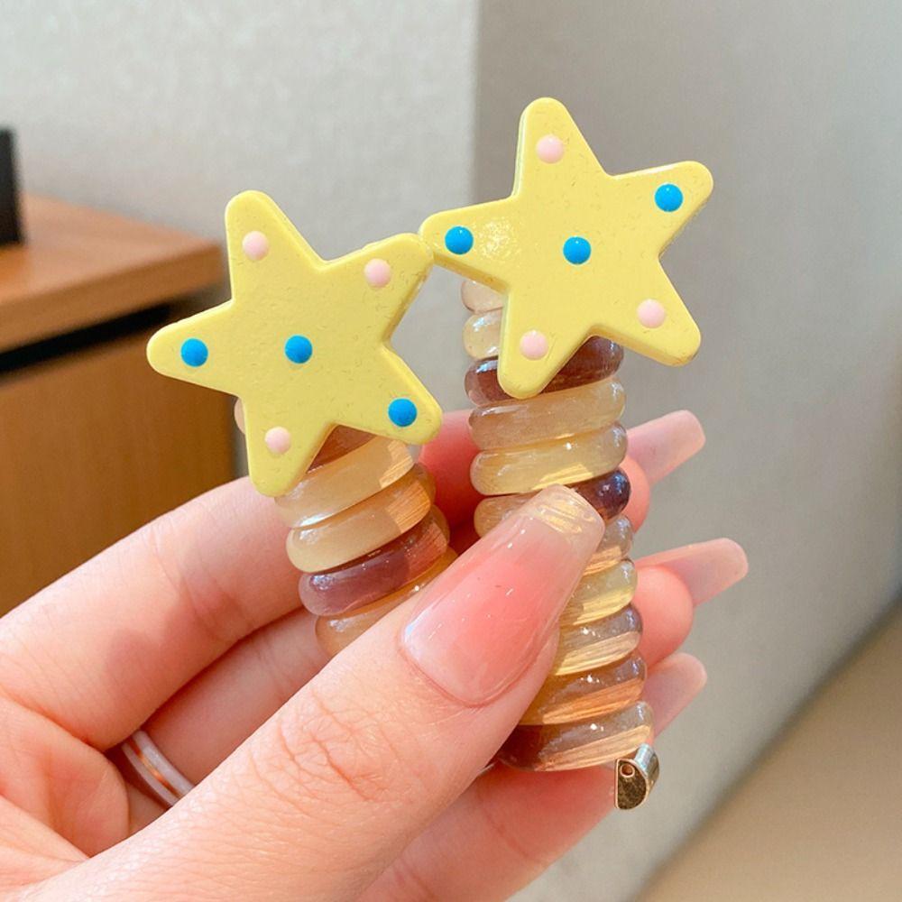 Candy Color Rainbow Hair Ring Star Spiral Coil Hair Rope Sweet Telephone Line Hair Rope  Wedding