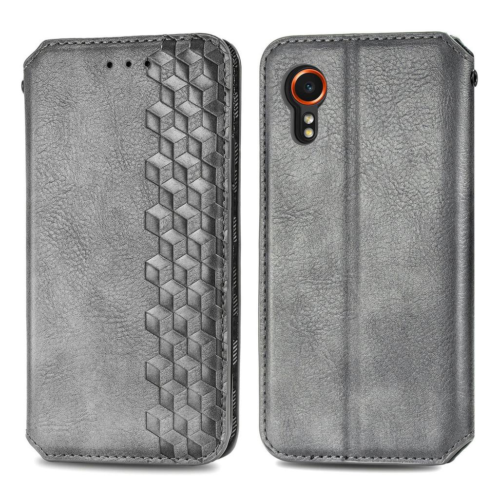 For Samsung Galaxy Xcover7 PU Leather Case Rhombus Imprint Wallet Stand Phone Cover