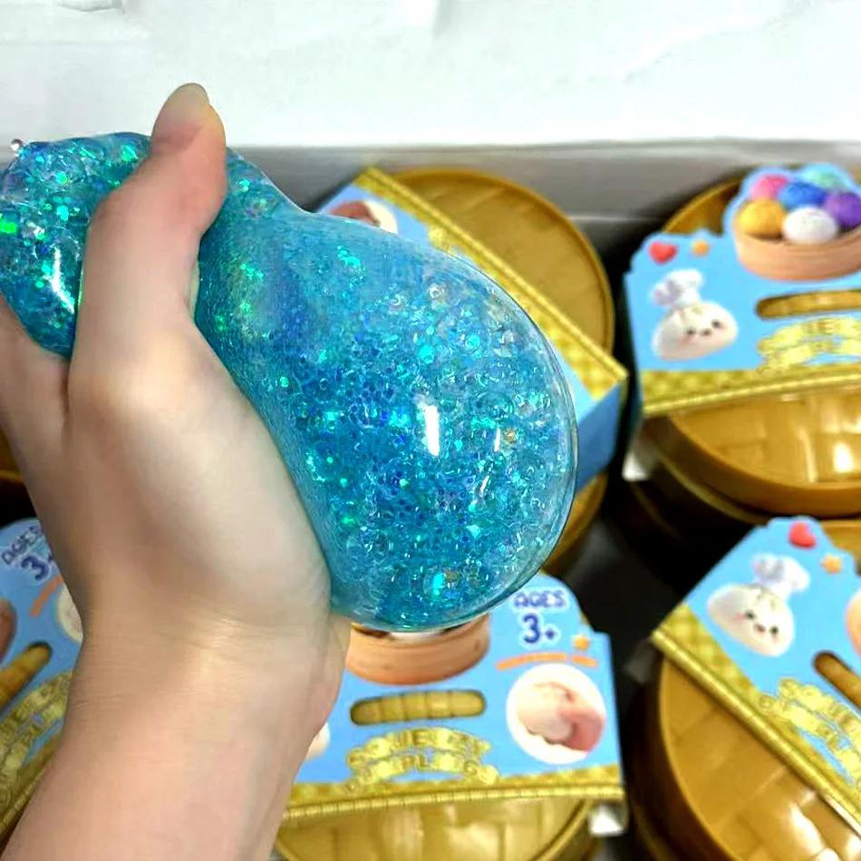 Scatola Misteriosa Raviolo Glitterato: 6 Palline Antistress Colorate Casuali, Giocattolo Sensoriale Estetico per Scrivania, Regalo Creativo Fidget per Ufficio