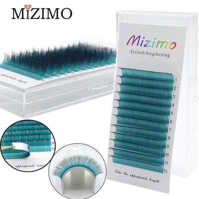Seeblaue und schwarze Spitze, 12 Reihen, Farbe, Pfropfen, falsche Wimpern, 0,07 mm, C/D, Make-up, Verlängerung.