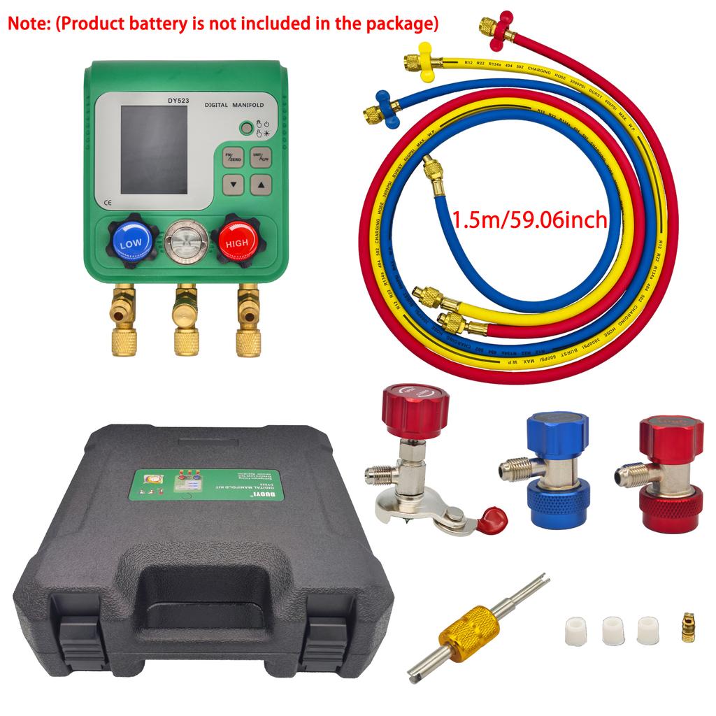 DY523 digital manifold A/C refrigerant fluoride meter vacuum pressure gauge automobile refrigerant repair vacuum meter