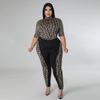 Women's Plus Size Digital Print Two-Piece Set - European & American Casual Style