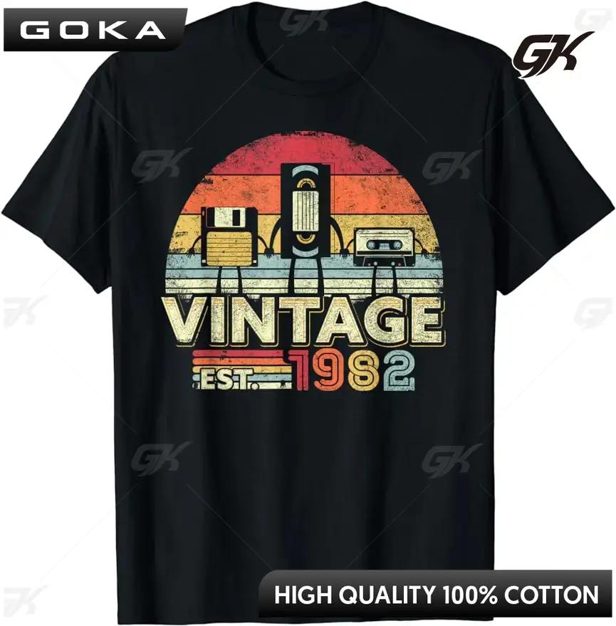 Vintage Born 1982 Retro Birthday Gifts for Mens Graphic Printed TShirts Birthday Gifts for Men Women Summer Streetwear TShirt