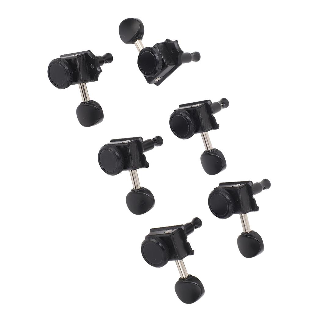 6PCS Set Locking Tuning Key Peg Black Color Zinc Alloy Right Hand Guitar Lock String Tuner
