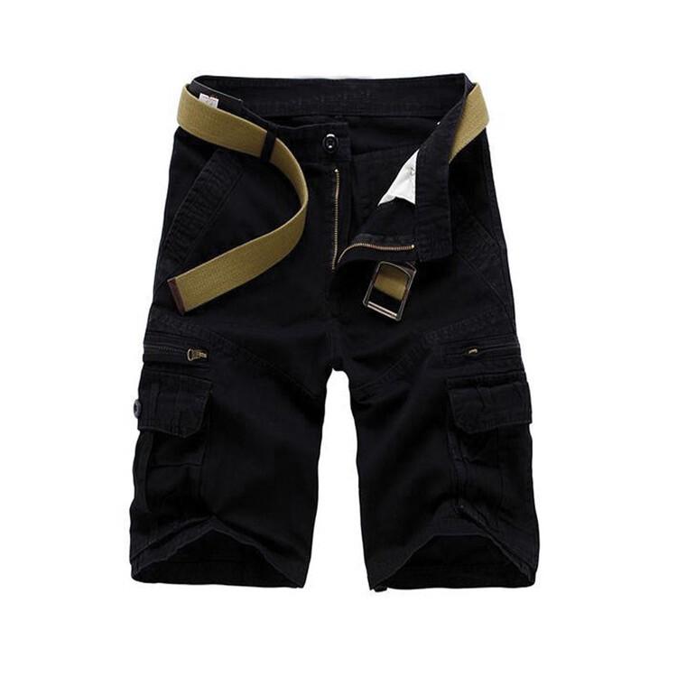 Men s Multi-Pocket Casual Mid-Length Workwear Shorts 31 чёрный