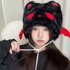 Internet celebrity winter Korean version cat ear hat pom-pom small hat cartoon cute embroidery plush little devil cat Lei Feng hat