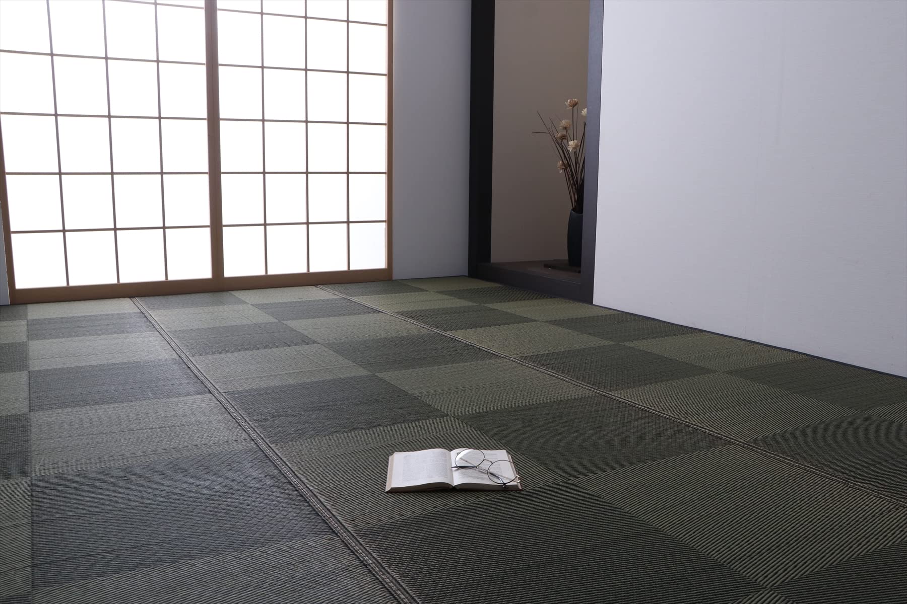 

Ikehiko Corporation Igusa Rug Carpet Mat Noah 352 x 261cm 6 Black Natural Simple Modern Checkered Lattice Deodorizing Deodorizing Antibacterial