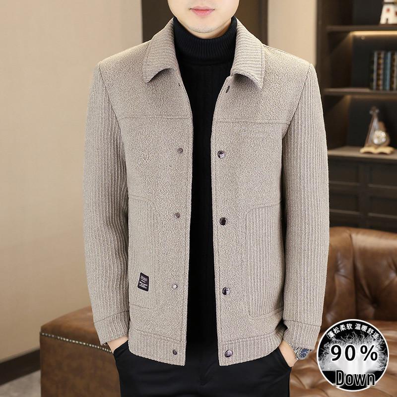 

Men s Woolen Lapel Winter Jacket - 90% White Duck Down, Handsome & Casual Bestseller 2XL хакі