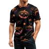 Men's Casual Short Sleeve T-Shirt Lightweight Breathable Round Neck Top Halloween Pumpkin Print Design Comfortable Fit