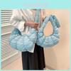 Cotton Cloud Shoulder Bag With Embroidery And Zipper Closure For Daily Casual Look