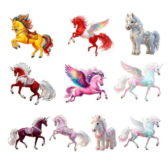 Pferdeornament 2D Acryl Pferd Auto Rückspiegelanhänger Flacher Weihnachtsbaumanhänger Auto Innenraum Hängedekoration für Frauen Mädchen