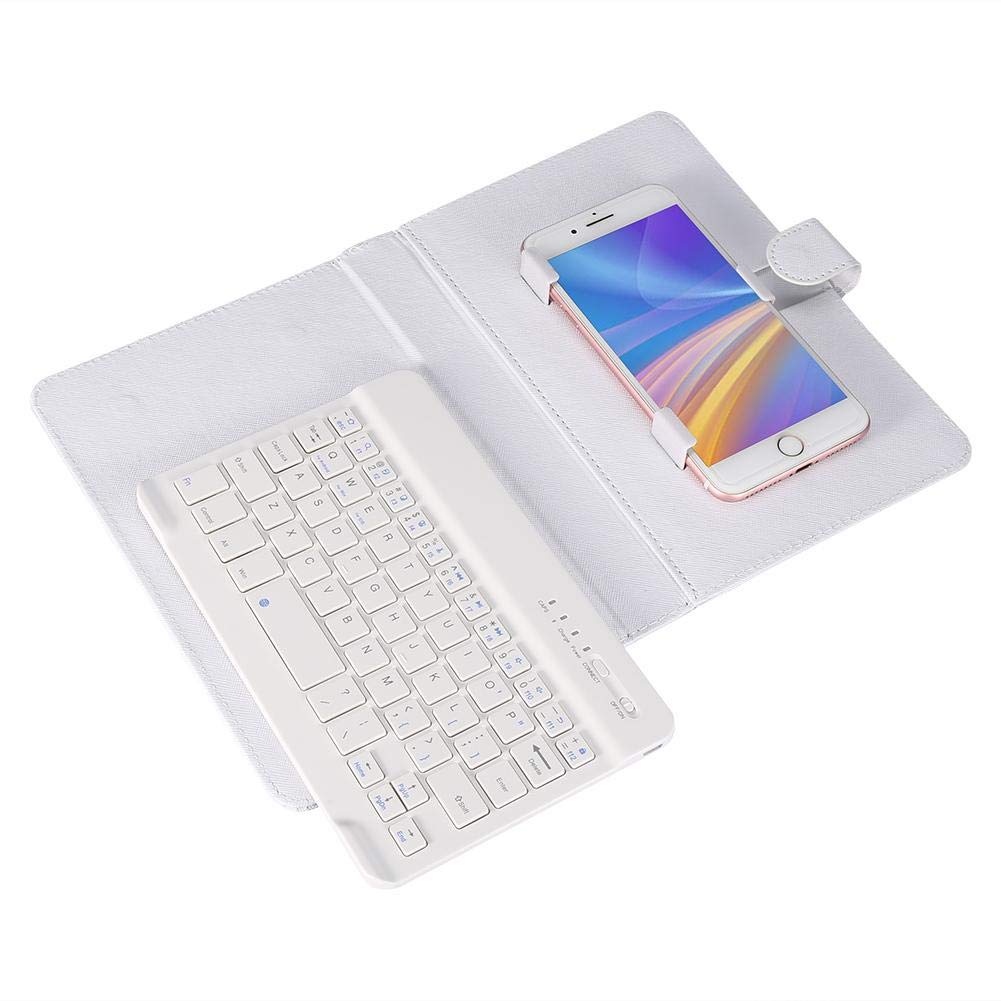 Stylish Bluetooth Keyboard Cover & Case for Android and iOS, Lightweight, Easy To Handle, Portable, and Detachable (White)