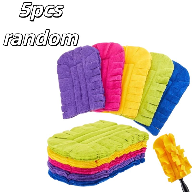 

5pcs Fleece Duster Refills – Reusable Washable Pads, Rainbow Colors, for Fans, Floors, Windows
