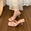 Women's Summer Open-toed Slip-on Sandals 2025 Summer New High-heeled Flip-flops Vintage Stiletto Pointed Toe High-heeled Sandals