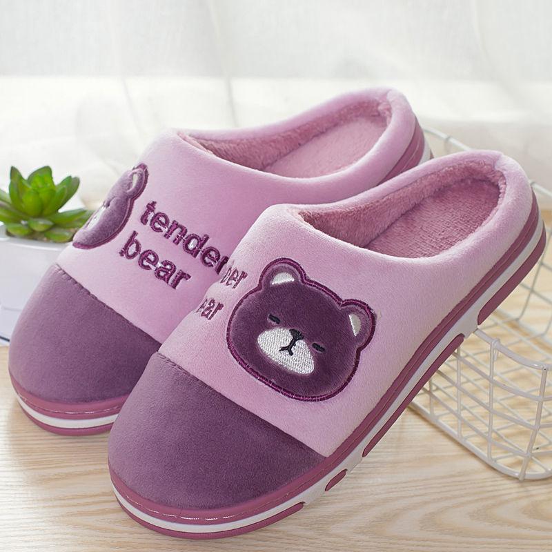 Zapatillas de casa de dibujos animados de pareja de invierno zapatillas antideslizantes gruesas zapatillas de algodón interiores cálidas