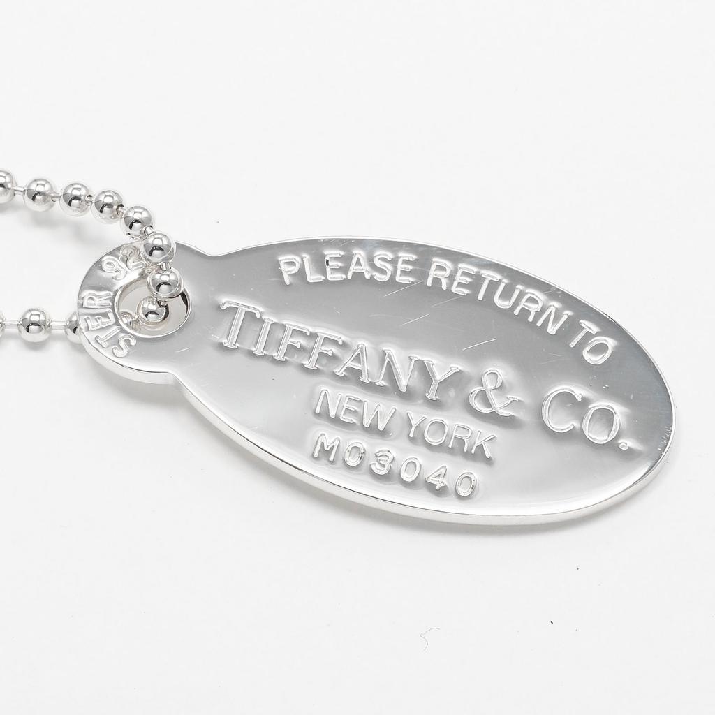 TIFFANY&Co. Return to TIFFANY & Co. oval tag Necklace Silver925 26.1g Women Used