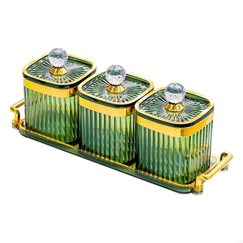 3 Compartment Square Plastic Storage Container For Kitchen Candy And Dry Goods Organization P9YB
