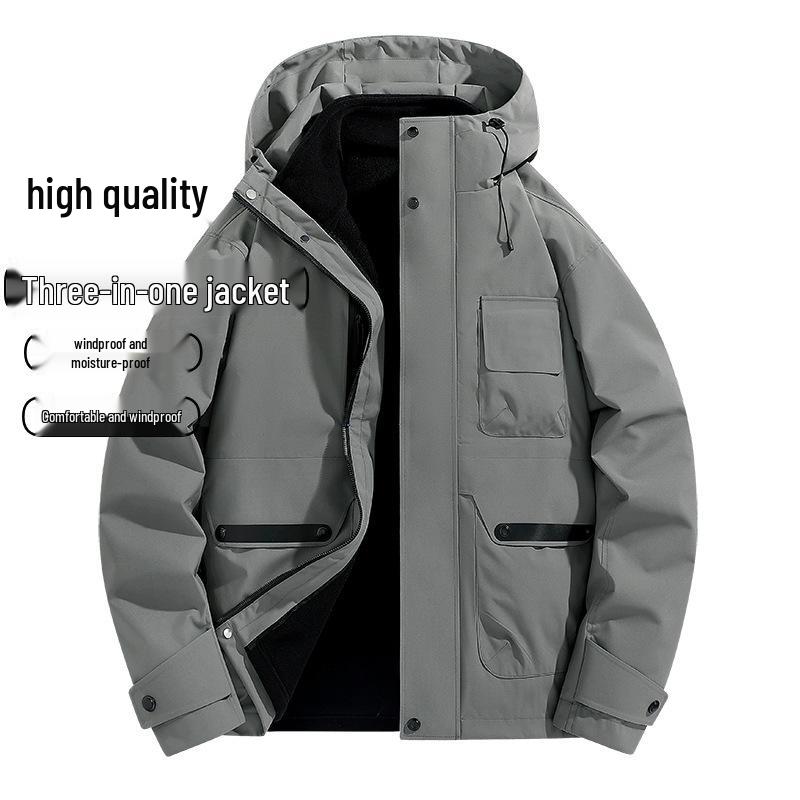 

Unisex Waterproof 3-in-1 Bonded Hardshell Jacket Set: Detachable, Windproof, Warm, and Breathable for Mountaineering. M світло-зелений колір