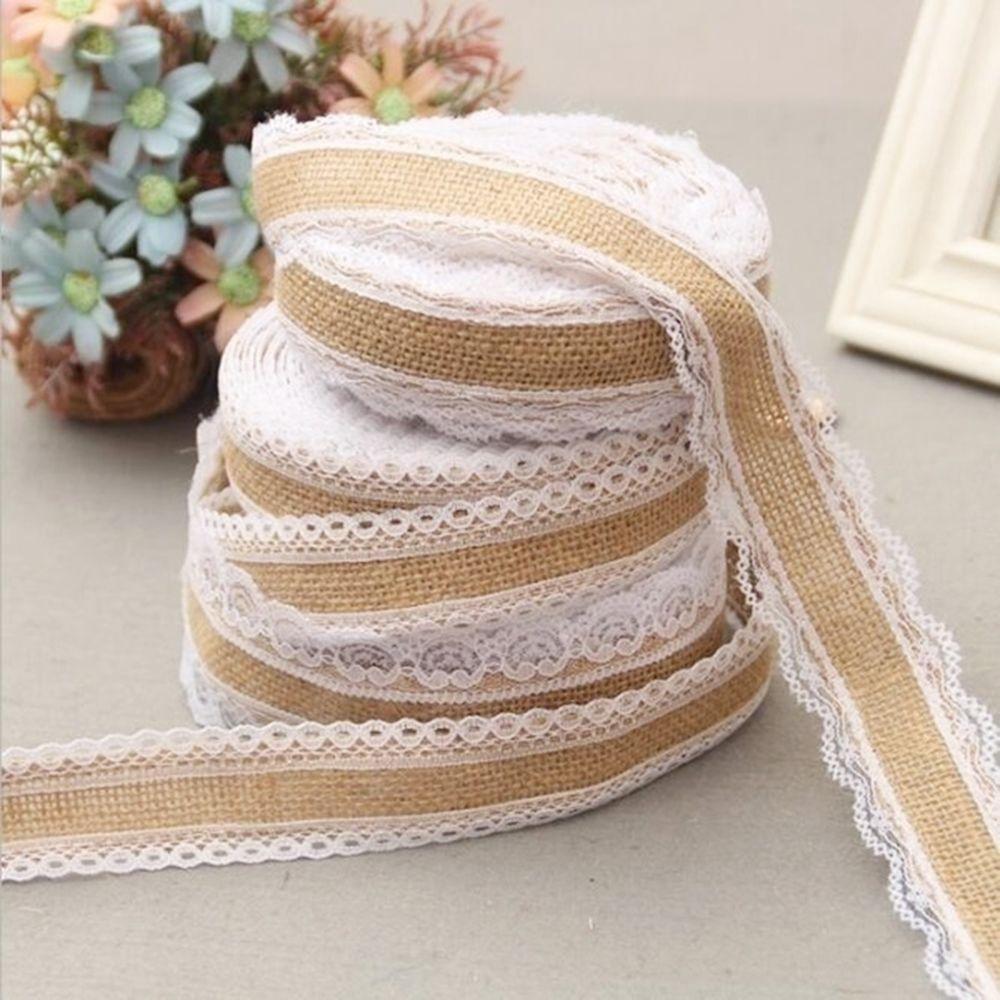 2M Gifts Belt DIY Crafts Party Supplies Lace Trim Edge Rustic Wedding Natural Hessian Burlap Ribbon