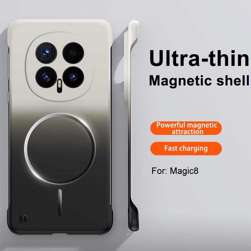 Custodia sottile senza bordi, vernice metallizzata satinata, per telefono Magsafe, per Honor Magic 8 8Pro 7 6 Pro, ricarica wireless, cover colorata sfumata