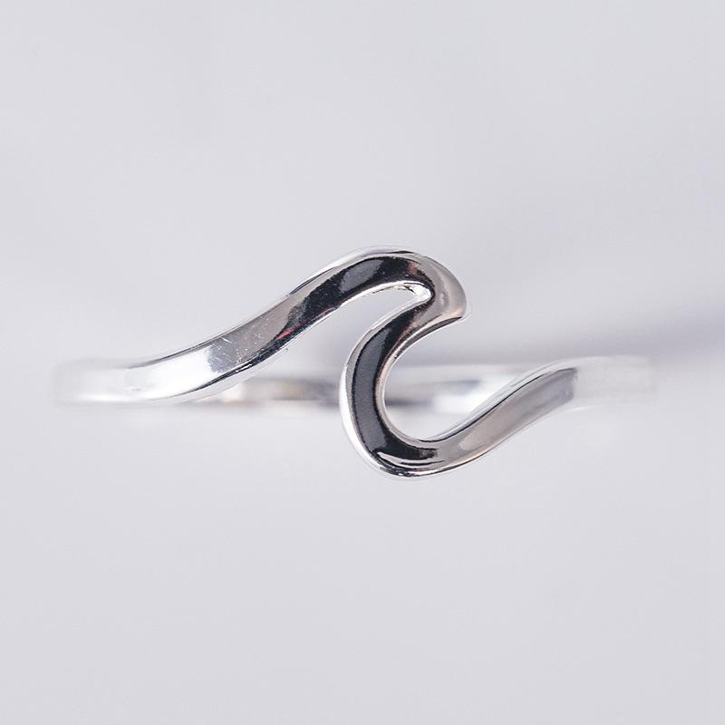Trendy Copper-Plated Silver Wave Ring