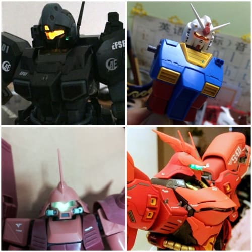 Leiasnow Gundam LED Units, 2 Red and 2 Blue, for RG, RG Zaku II, RG GM, and Haro models (2 Red and 2 Blue)