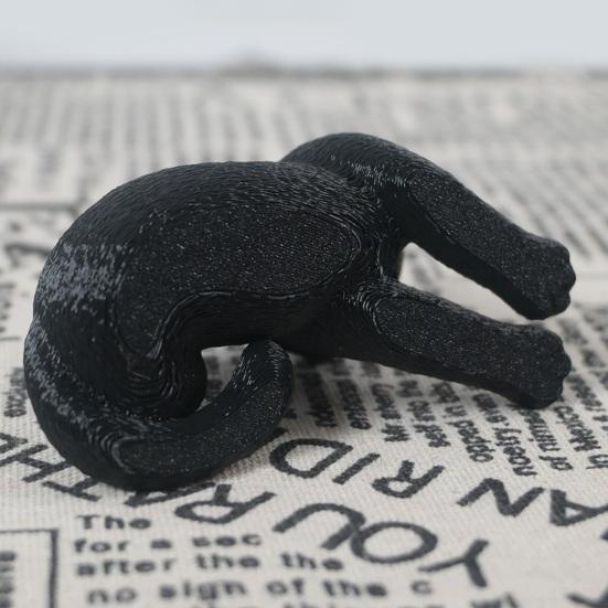 xiaobudian 3D Printed Cat Ornament, Realistic Plush Texture Figurines, Black White Cute Healing Sculpture, for Desk Car Bookshelf Decor