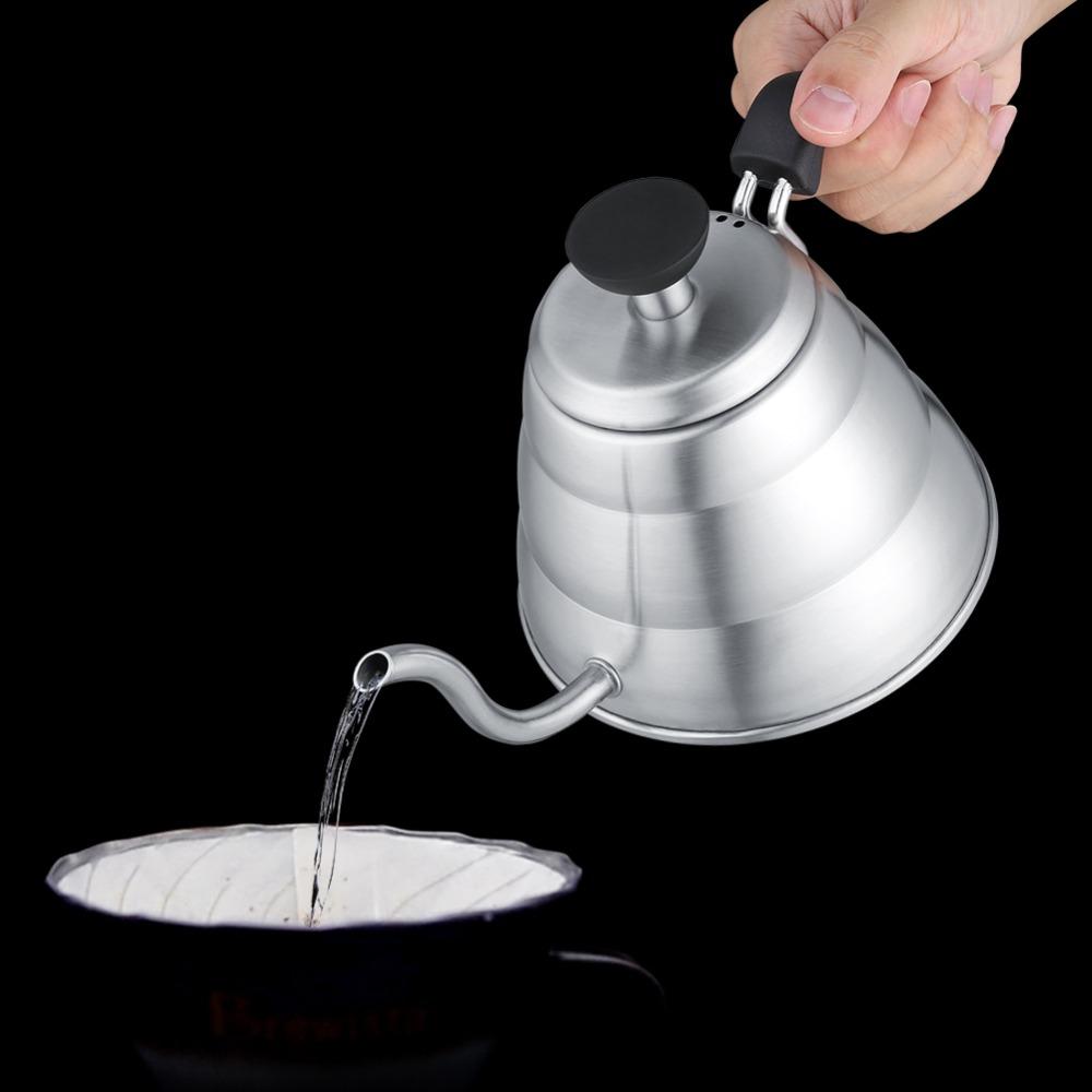 1L Capacity Hand Drip Pot Gooseneck Shaped Stainless Steel Kettle  Pour Over Coffee