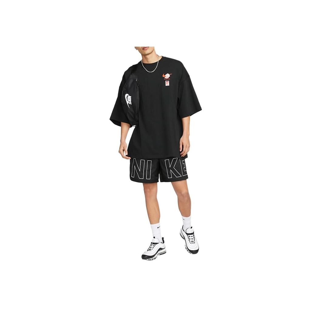 Nike Sportswear Letter Print Loose Short Sleeve T-Shirt Men Tops Black FB9808-010