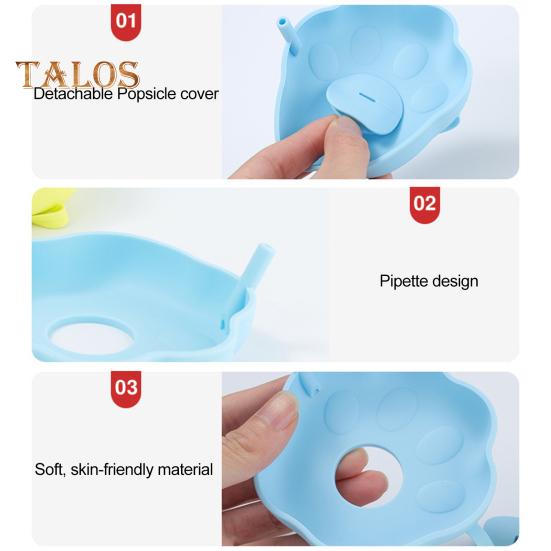 4-Pack Silicone Ice Cream Holders Leakproof Cones Popsicle Stands with Straw Holes BPA-Free Popsicle Stickiness Catcher for Melted Treats