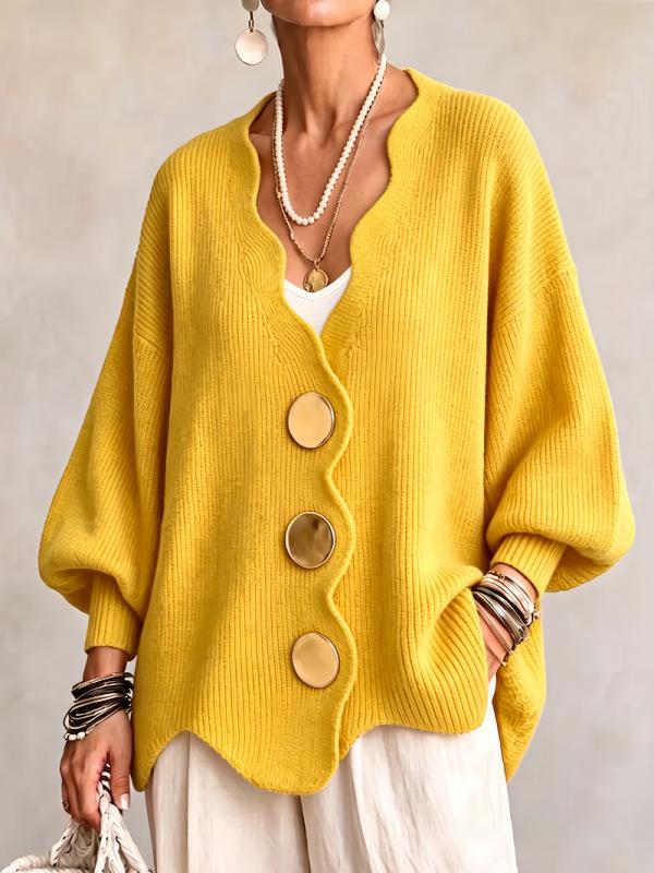 Women's European Loose Knit Cardigan - New Long Sleeve Sweater Coat, Solid Color, Versatile Outerwear, Lazy Style