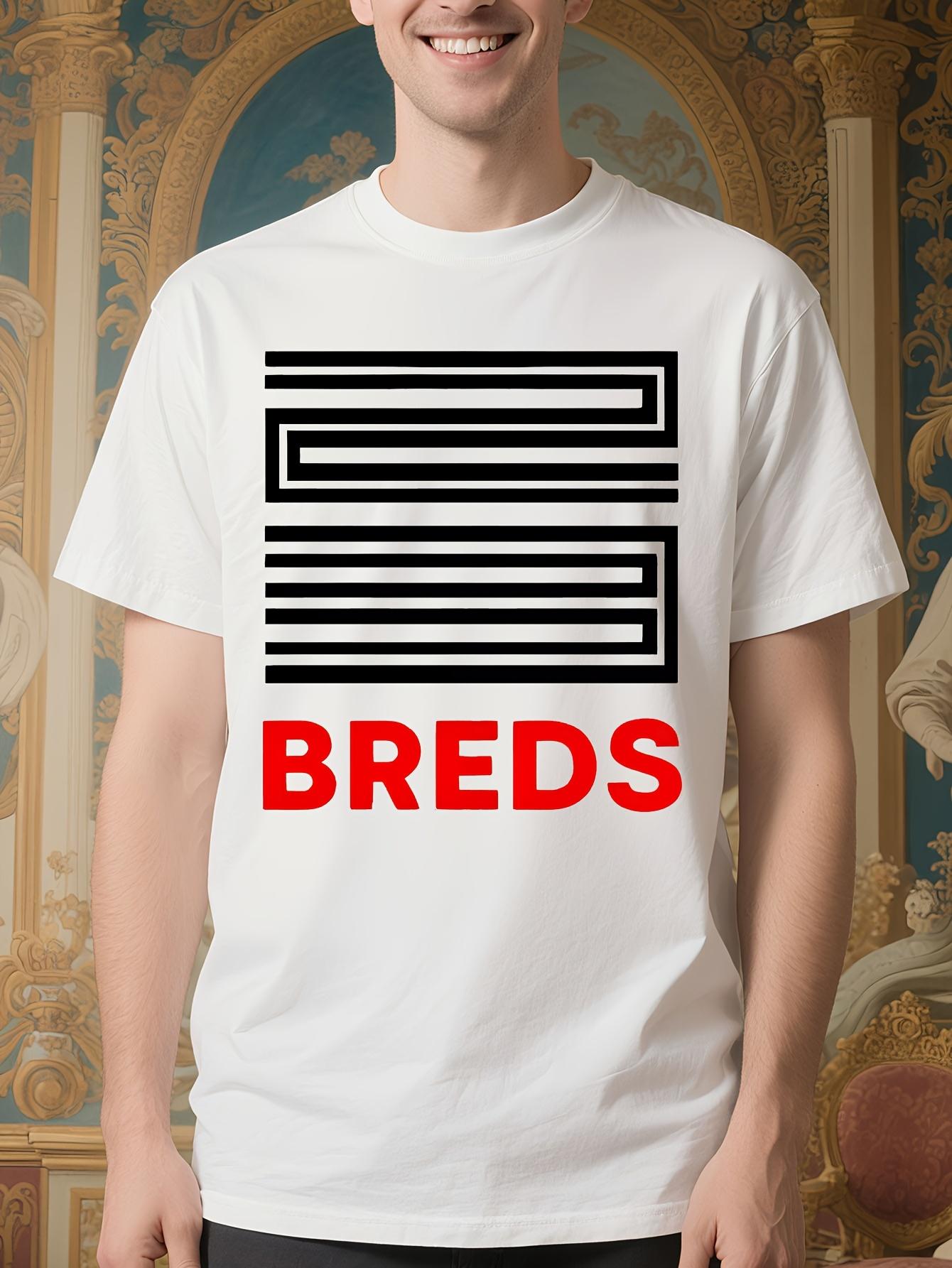 Crewneck Tshirt - White Tee with Bold  BREEDS  Black Graphic XL