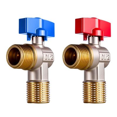 Brass 1/2inch Water Shut Off Valves with Handle Universal Water Flows Control Valves Hot/Cold Water Turn Angle Stop Valves