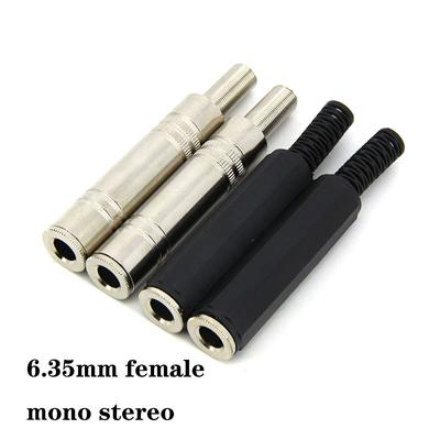 2pcs Audio Metal 6.35mm 6.5 Female 1/4 " Socket 2 3 Pole Mono Stereo Jack Connector Plug Solder Welded Adapter 6.35 6.5mm for KTV