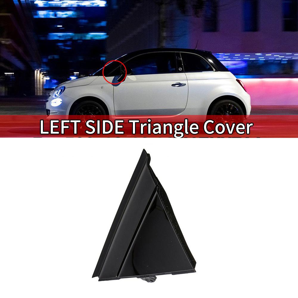 For FIAT 500 12-17 LEFT DOOR MIRROR FLAG COVER MOLDING GLOSS BLACK