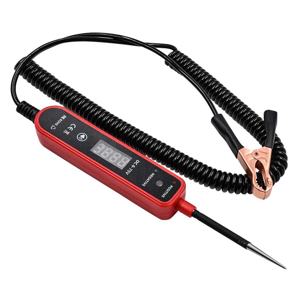 Automotive Circuit Tester 6-75V  , LED Digital Display Auto Electrical Test Light with Voltage Detection, Polarity and Continuity Checker for Car Tru
